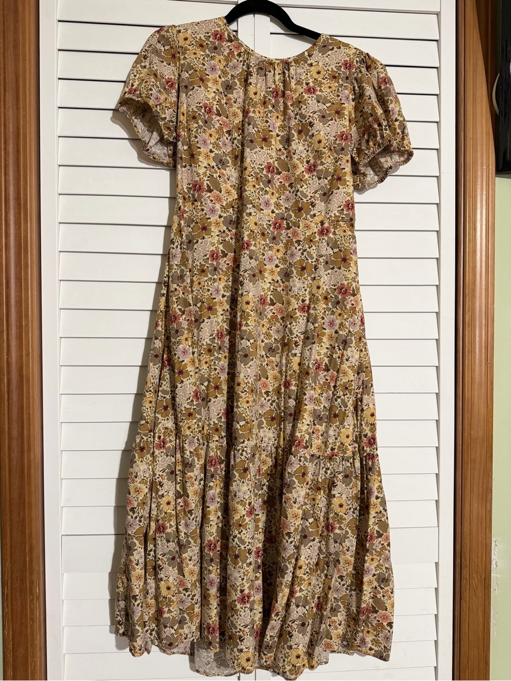 Madewell Floral Tiered Maxi Dress in Beige, Mustard and Pink